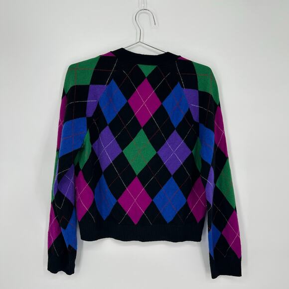 Le Superbe Argyle Gem Cardigan L - Repaired - Picture 2 of 3